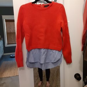 J.Crew red sweater shirt blouse combo